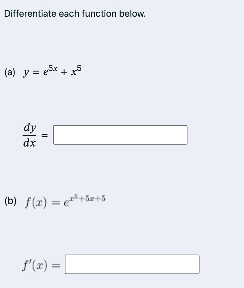 Add Math Form 5 Dy/dx Differentiate each function below. (a) $y = | StudyX