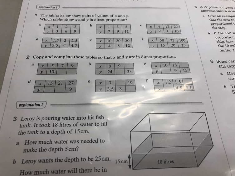 1 The tables below show pairs of values of x | StudyX