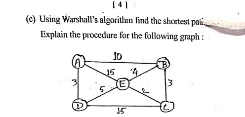 c Using Warshalls algorithm find the | StudyX