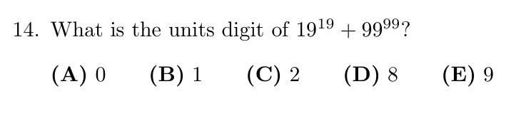 Find Unit Digit Formulas 14 What is the units digit of 1919 + 9999 | StudyX