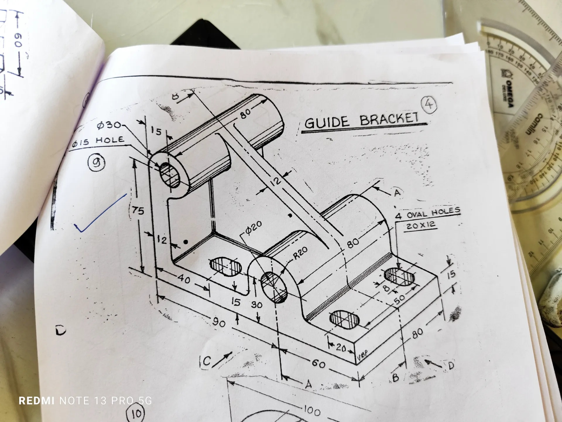 GUIDE BRACKET Drawing shows the dimensions