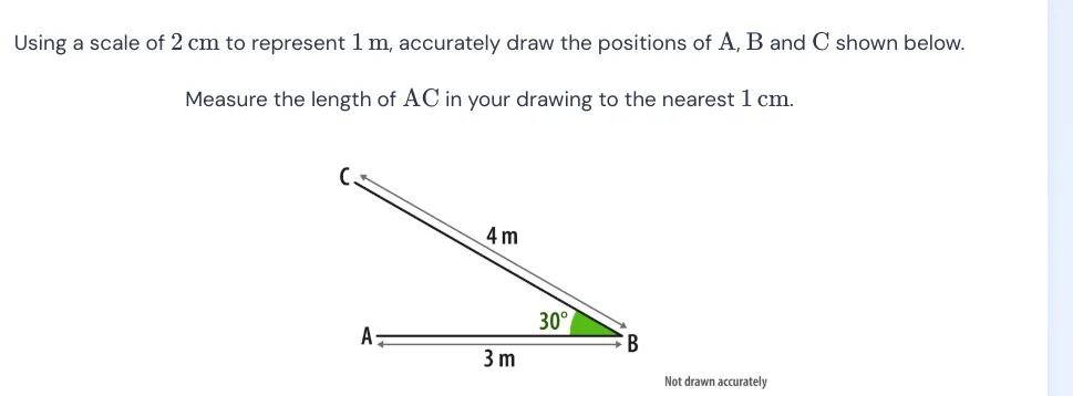 Using a scale of 2 cm to represent 1 m
