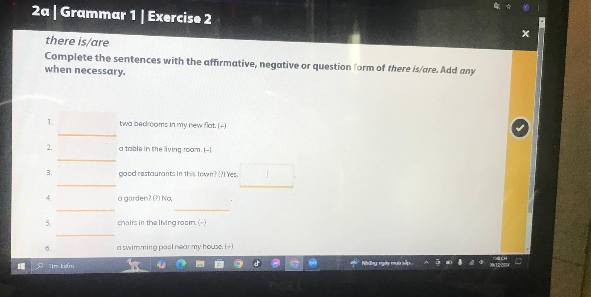 2a Grammar 1 Exercise 2 there is/are | StudyX