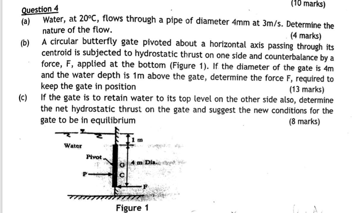 (a) Water at 20C flows through a pipe of | StudyX