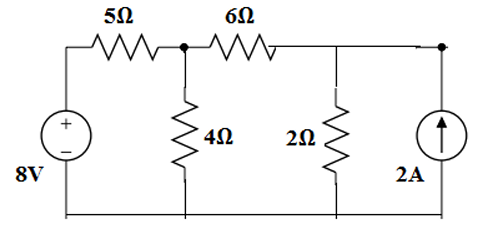 Determine current flowing through 4 ohm resistor