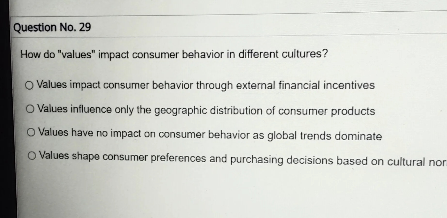 Question No 29 How do values impact consumer | StudyX