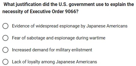 What justification did the US government use | StudyX