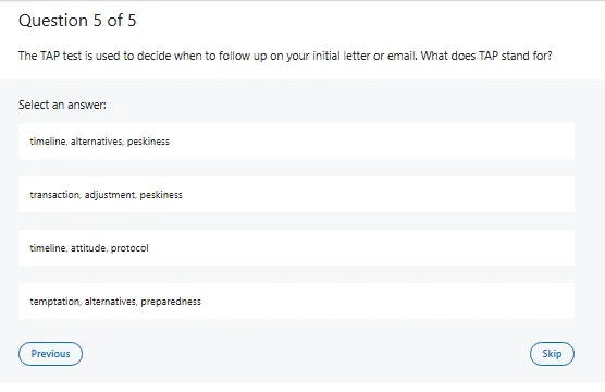 Question 5 of 5 The TAP test is used to