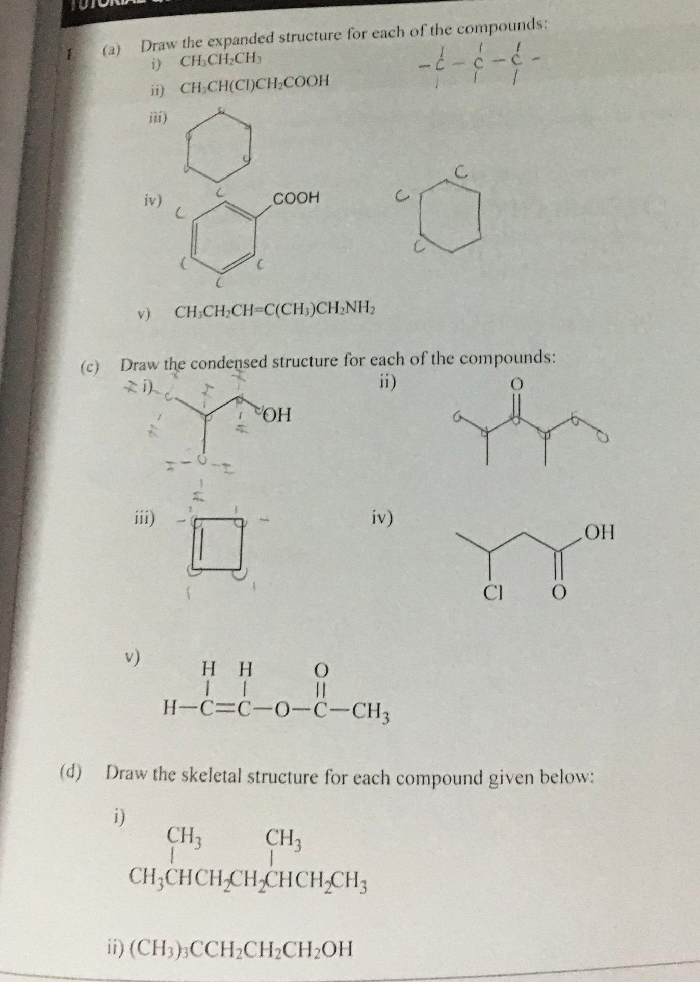 (a) Draw the expanded structure for each of | StudyX