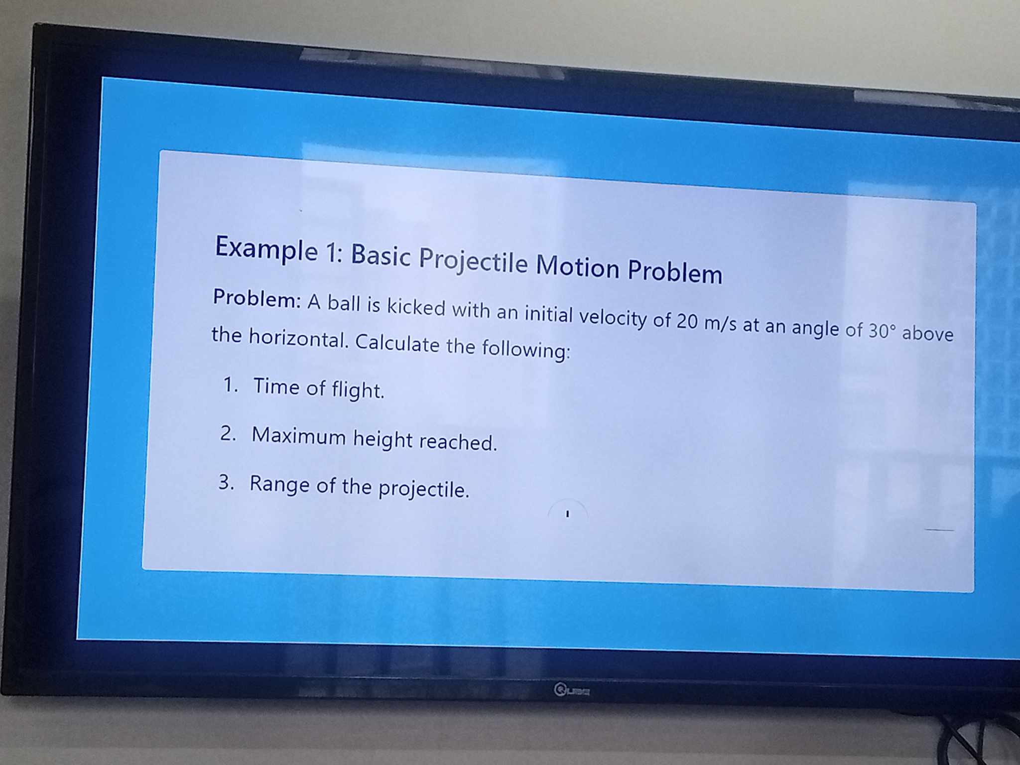 Example 1 Basic Projectile Motion Problem | StudyX