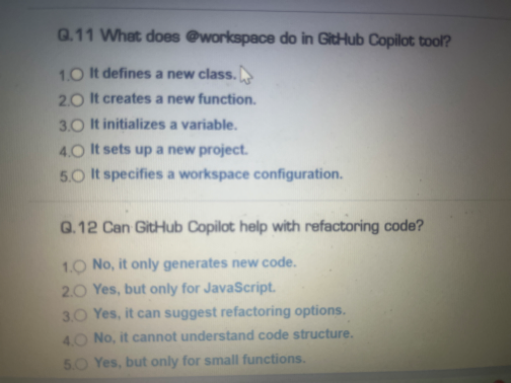 Q.11 What does @workspace do in GitHub