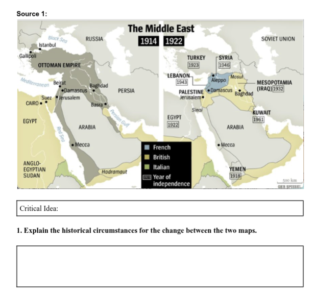 Source 1: The Middle East 1914 1922 [Image | StudyX