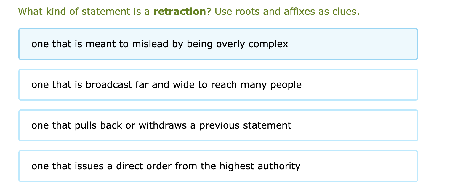 What kind of statement is a retraction? Use | StudyX