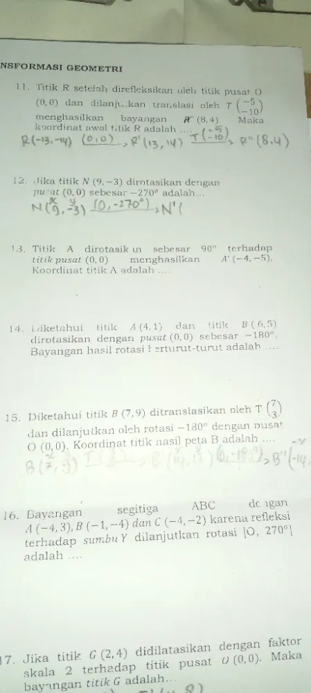 Titik R Sheet Titik R setelah direfleksikan oleh titik