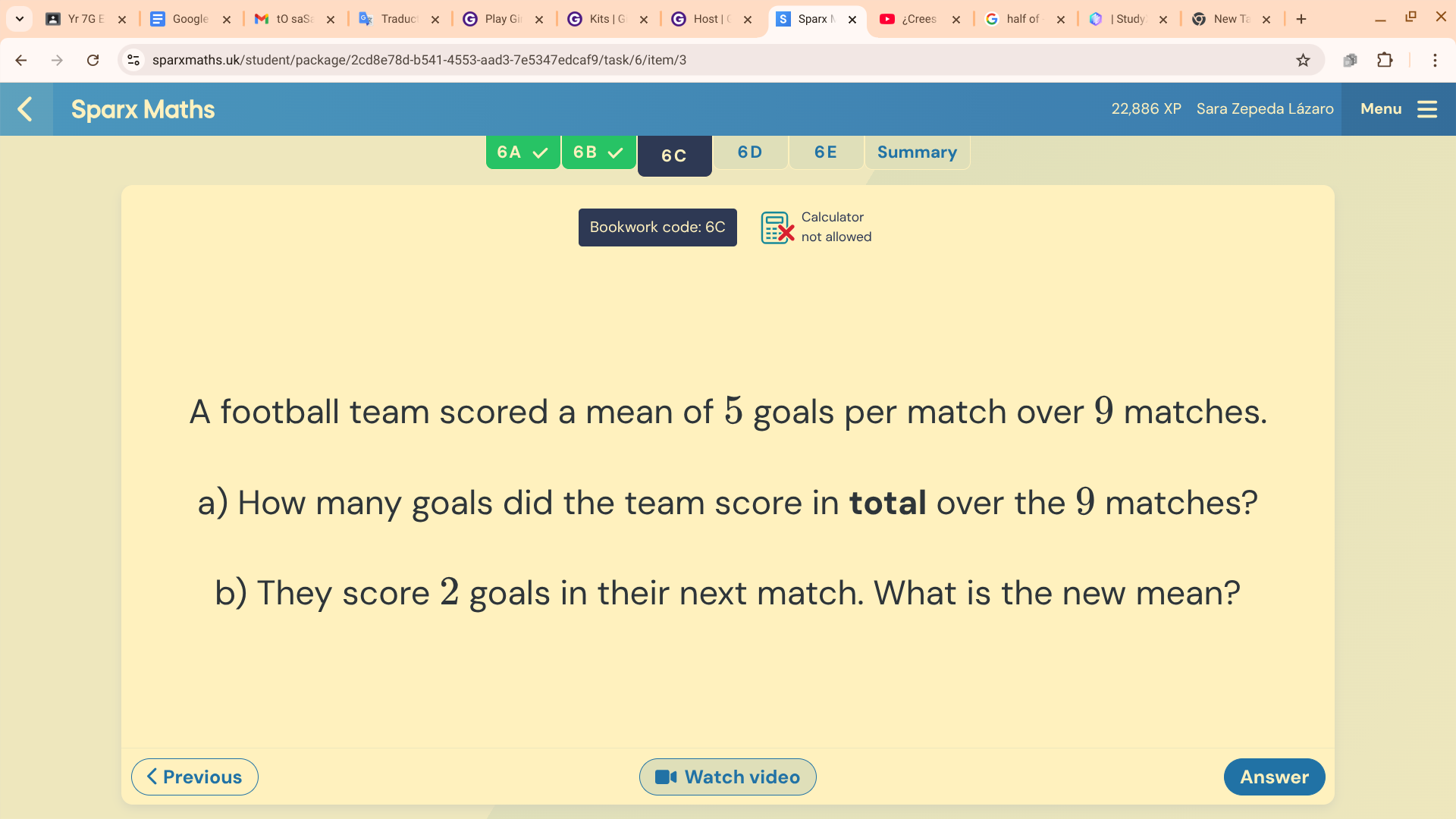 Two Goals A football team scored a mean of 5 goals per