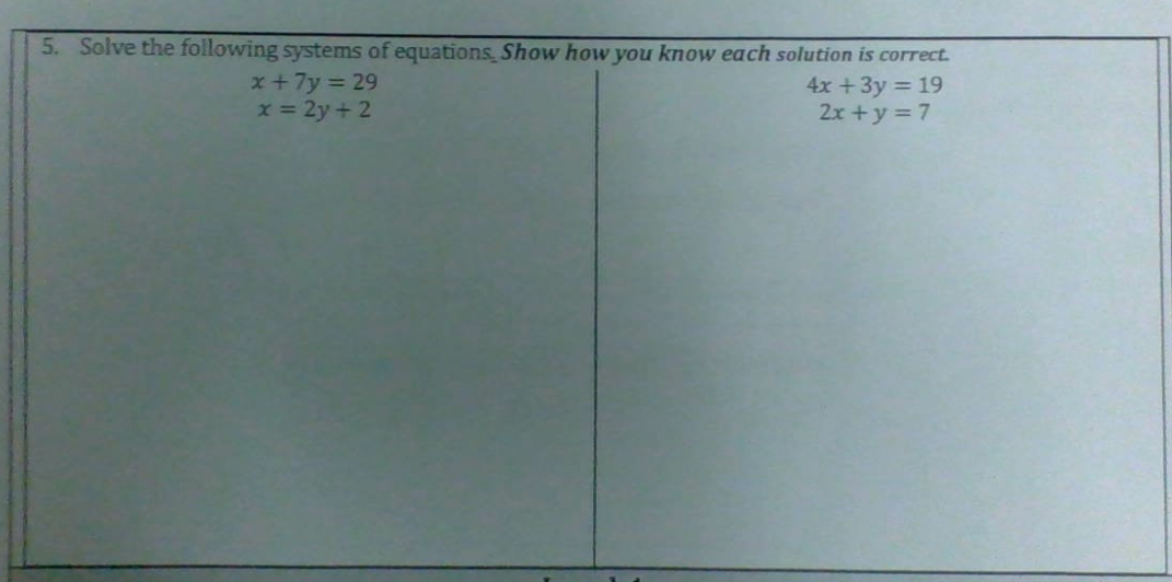 5. Solve the following systems of equations. | StudyX