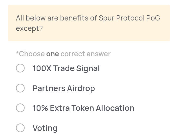 All below are benefits of Spur Protocol PoG | StudyX