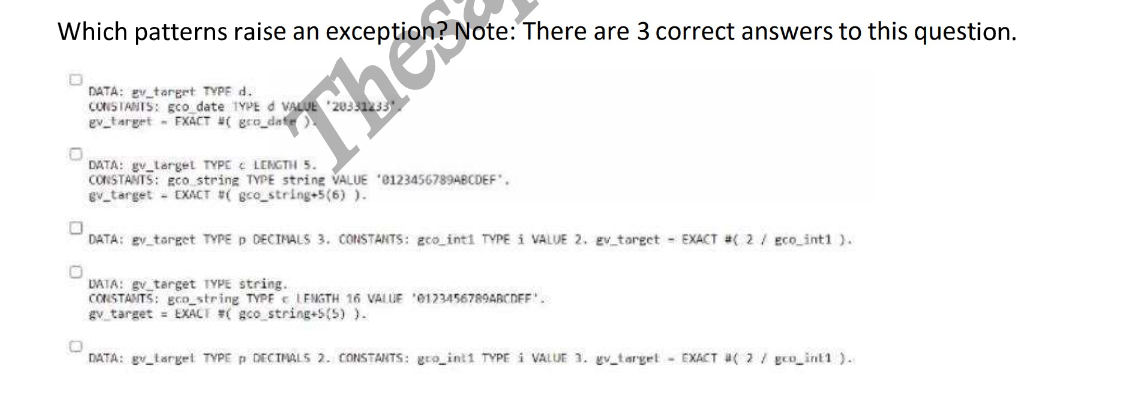 Which patterns raise an exception? Note: