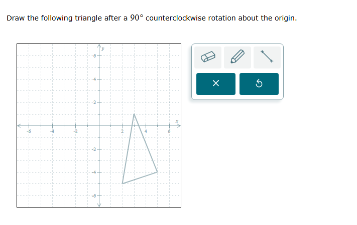90 Counterclockwise Rotation Triangle Draw the following triangle after a 90° | StudyX