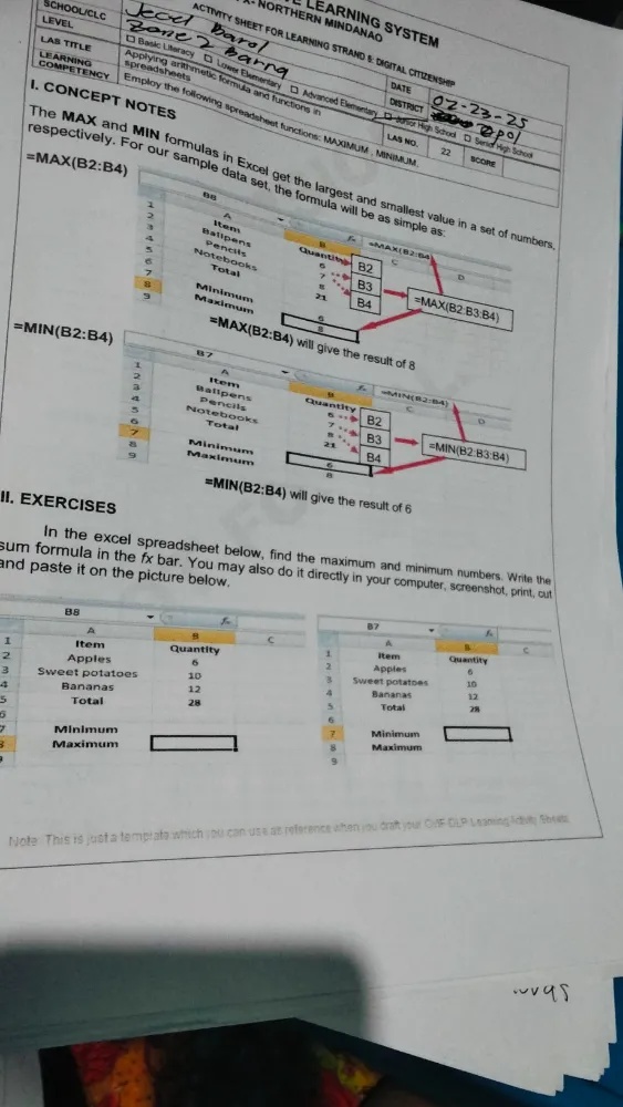 I. CONCEPT NOTES The MAX and MIN formulas | StudyX