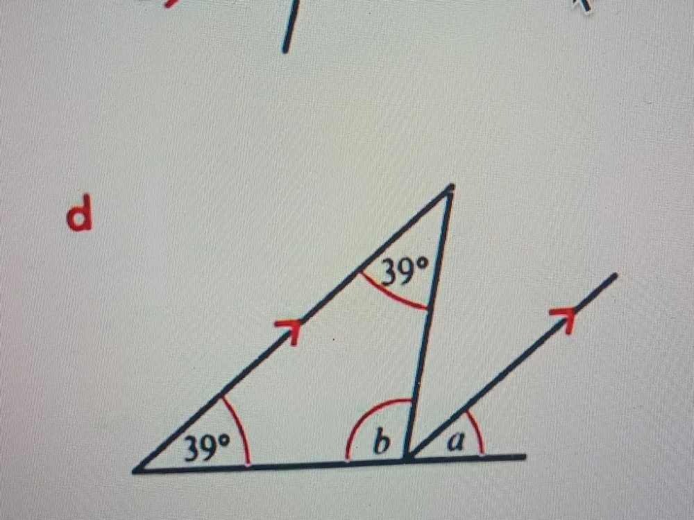 Find the values of angles a and b. In the