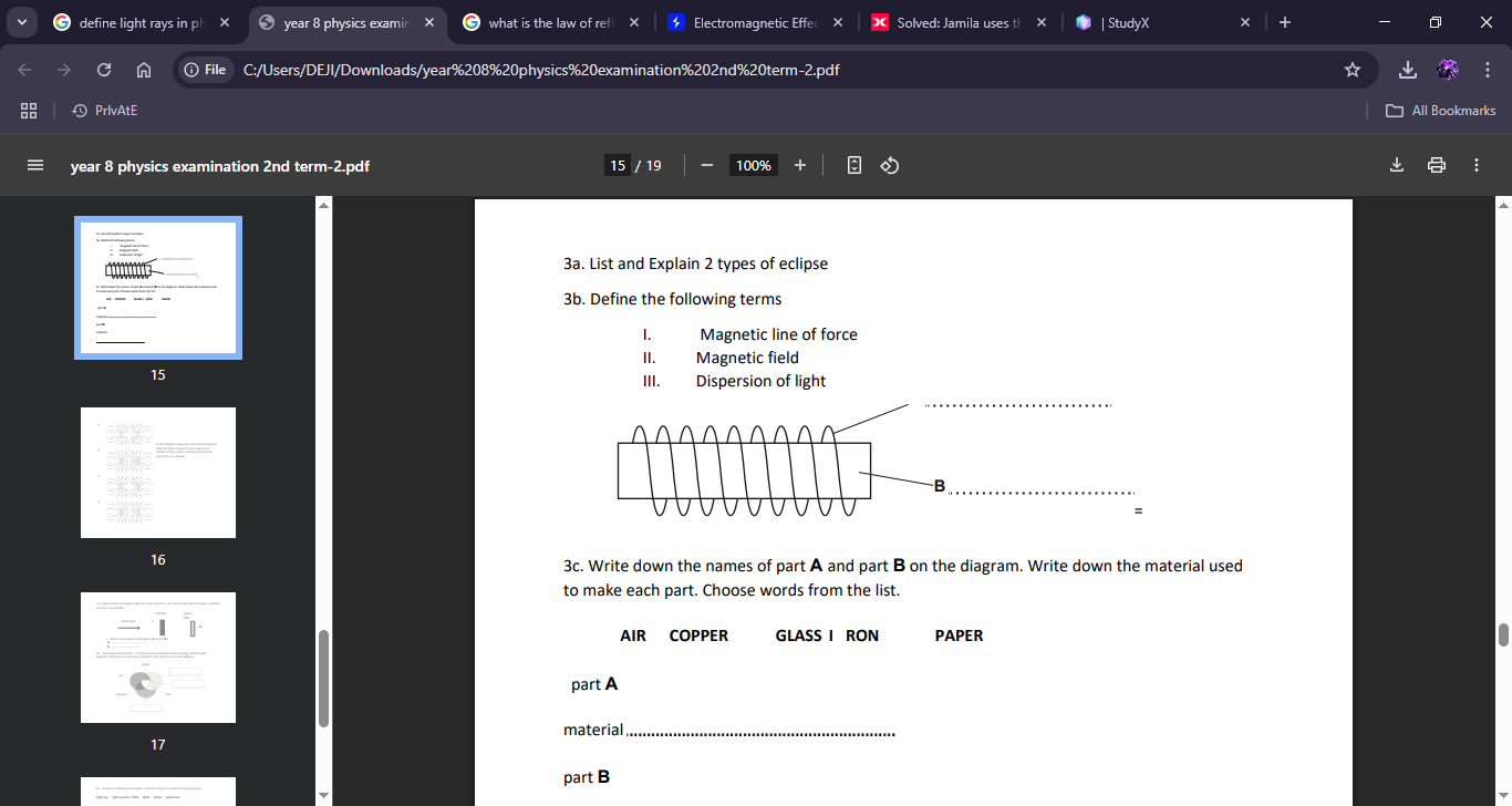 3a. List and Explain 2 types of eclipse 3b. | StudyX
