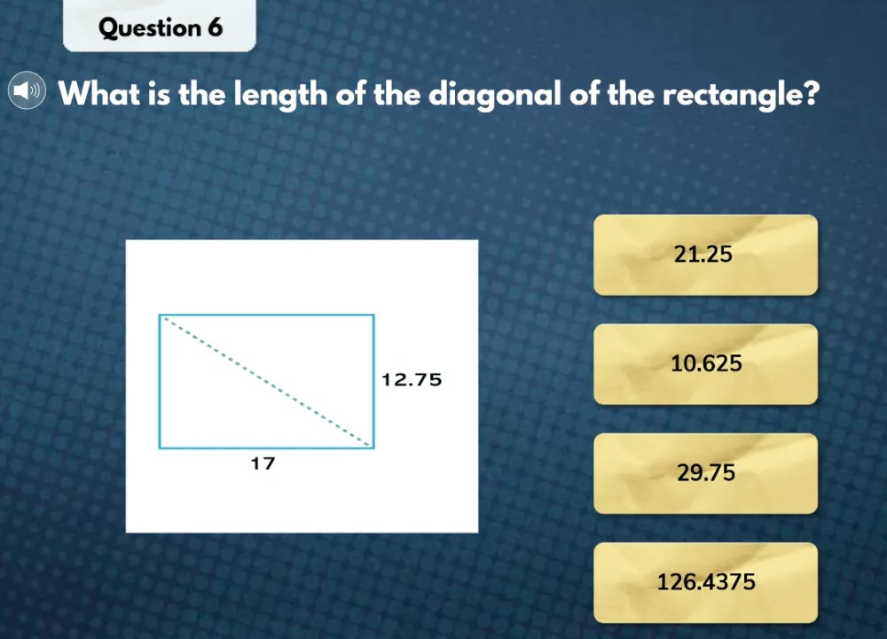 What is the length of the diagonal of the | StudyX