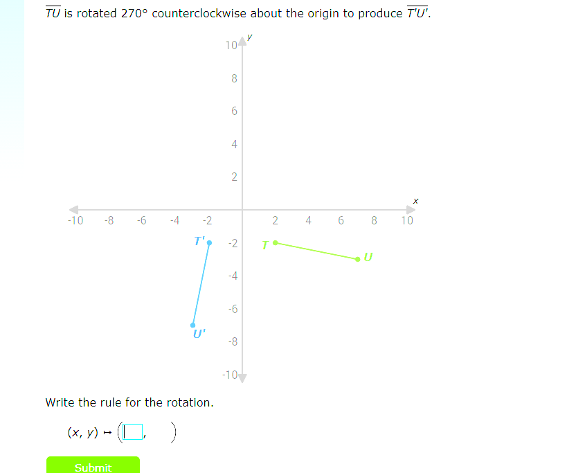$ {TU}$ is rotated 270° counterclockwise | StudyX