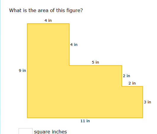 What is the area of this figure? 4 in 9 in | StudyX