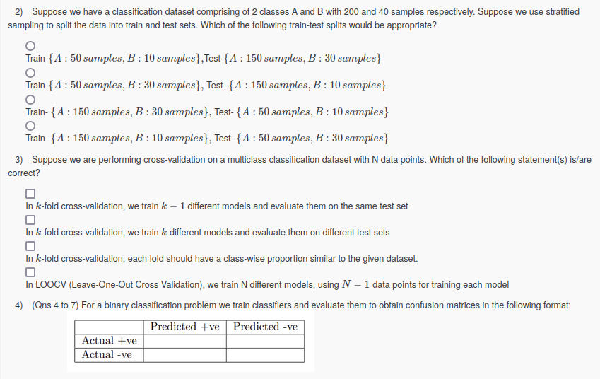 2) Suppose we have a classification dataset