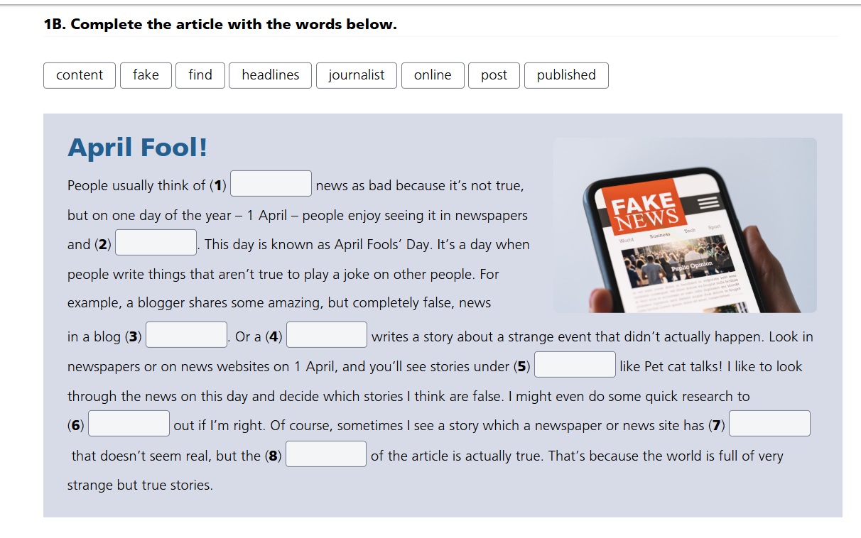 1B. Complete the article with the words | StudyX