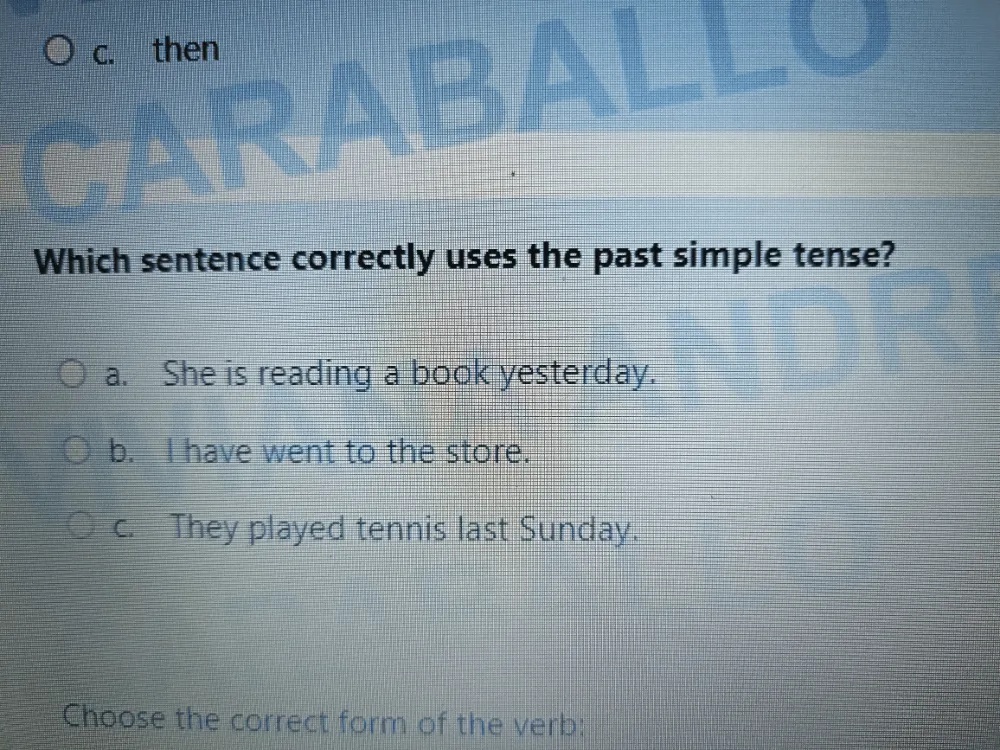 Which sentence correctly uses the past | StudyX