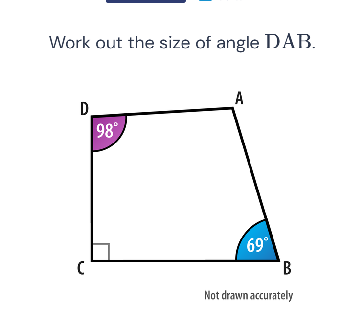 Work out the size of angle DAB. The image | StudyX