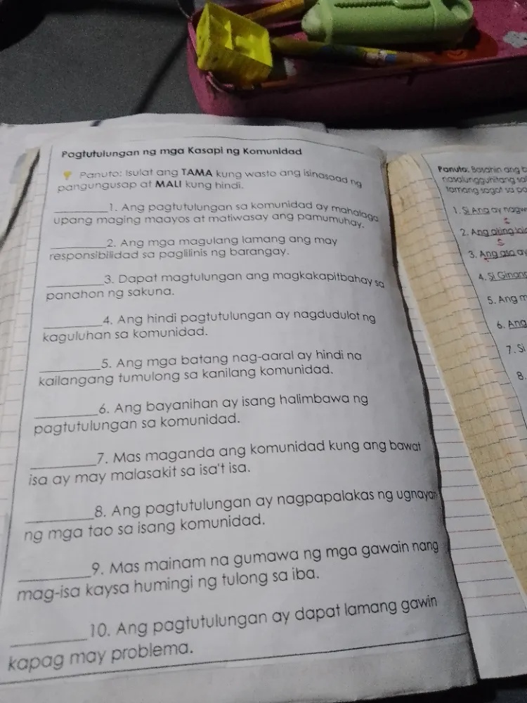 Pagtutulungan ng mga Kasapi ng Komunidad • | StudyX