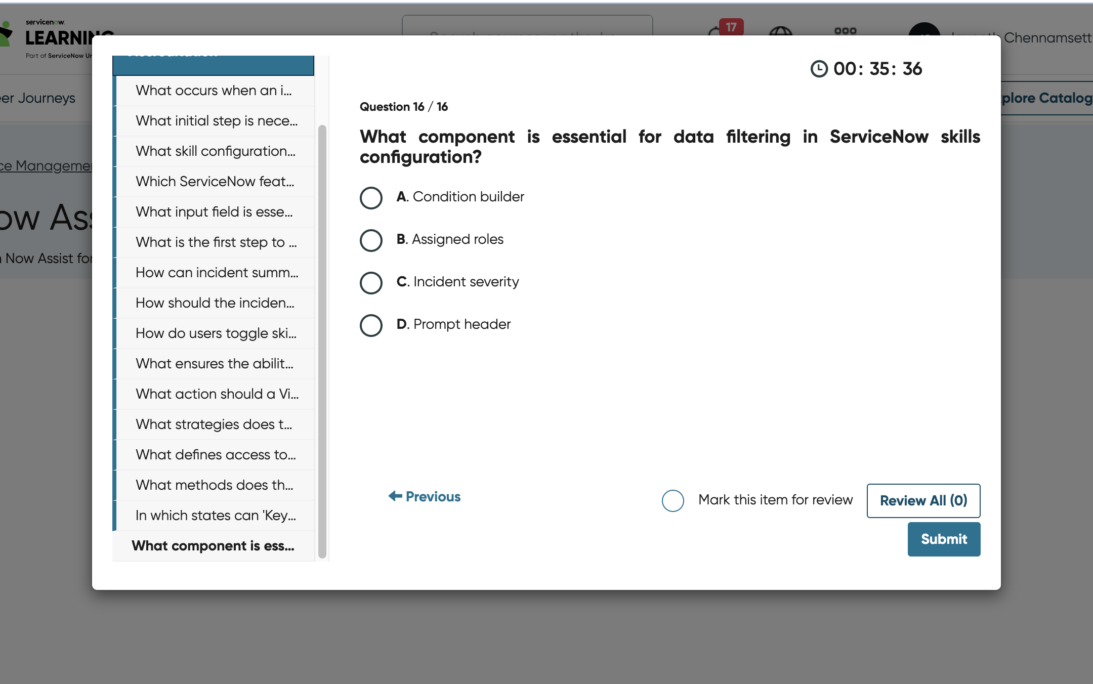 Servicenow Component Library Question 16 / 16 What component is | StudyX