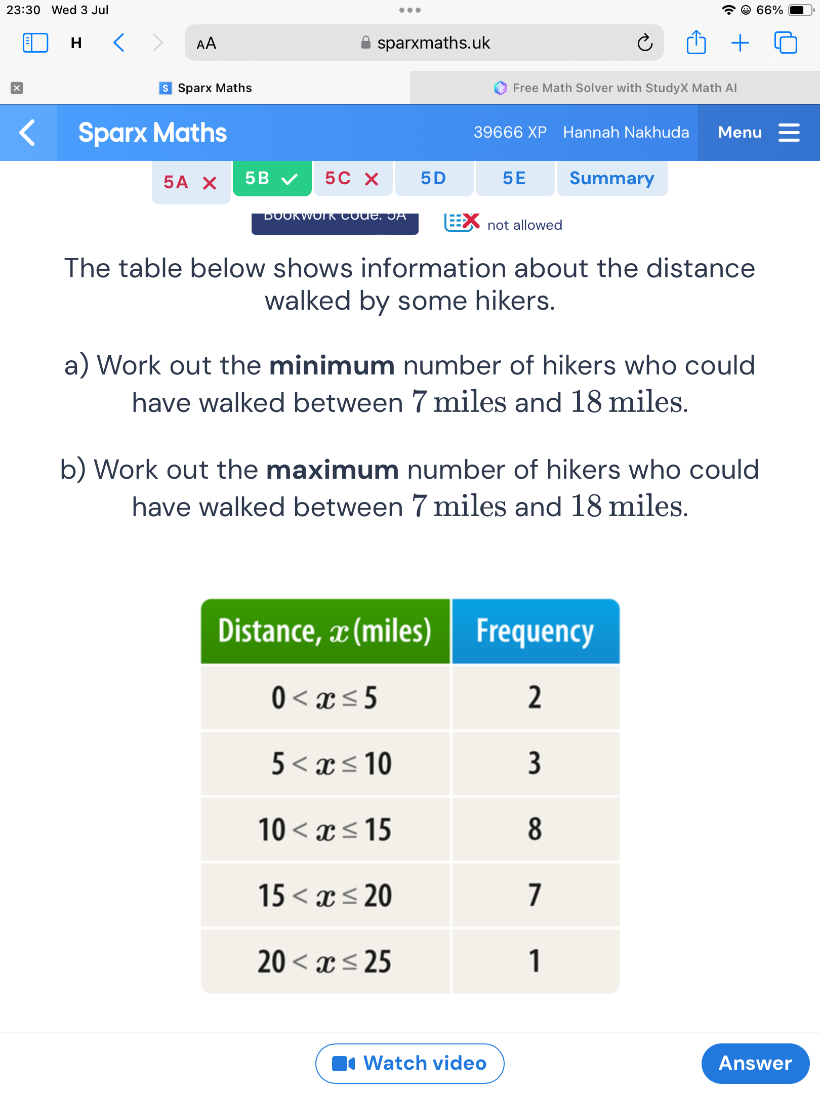 2330 Wed 3 Jul -) 66 Sparx Maths Free Math | StudyX