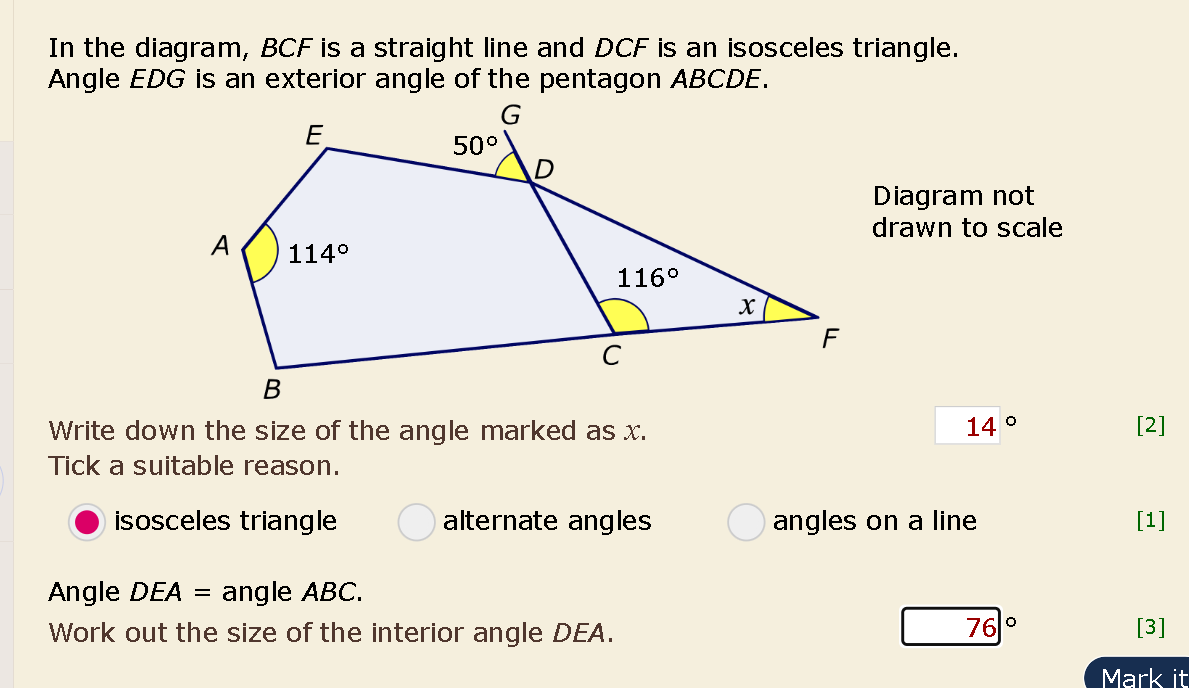 In the diagram, $BCF$ is a straight line and | StudyX