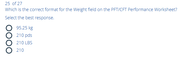 Which is the correct format for the Weight