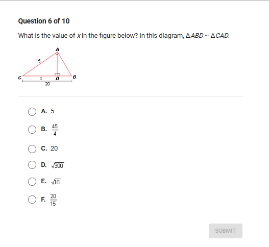 What is the value of x in the figure below?