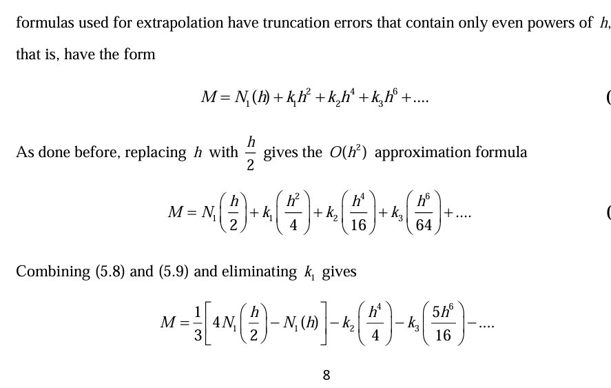 Extrapolate Error formulas used for extrapolation have | StudyX