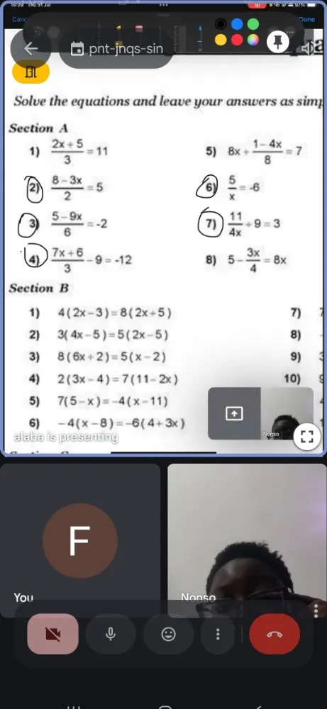 Solve the equations and leave your answers