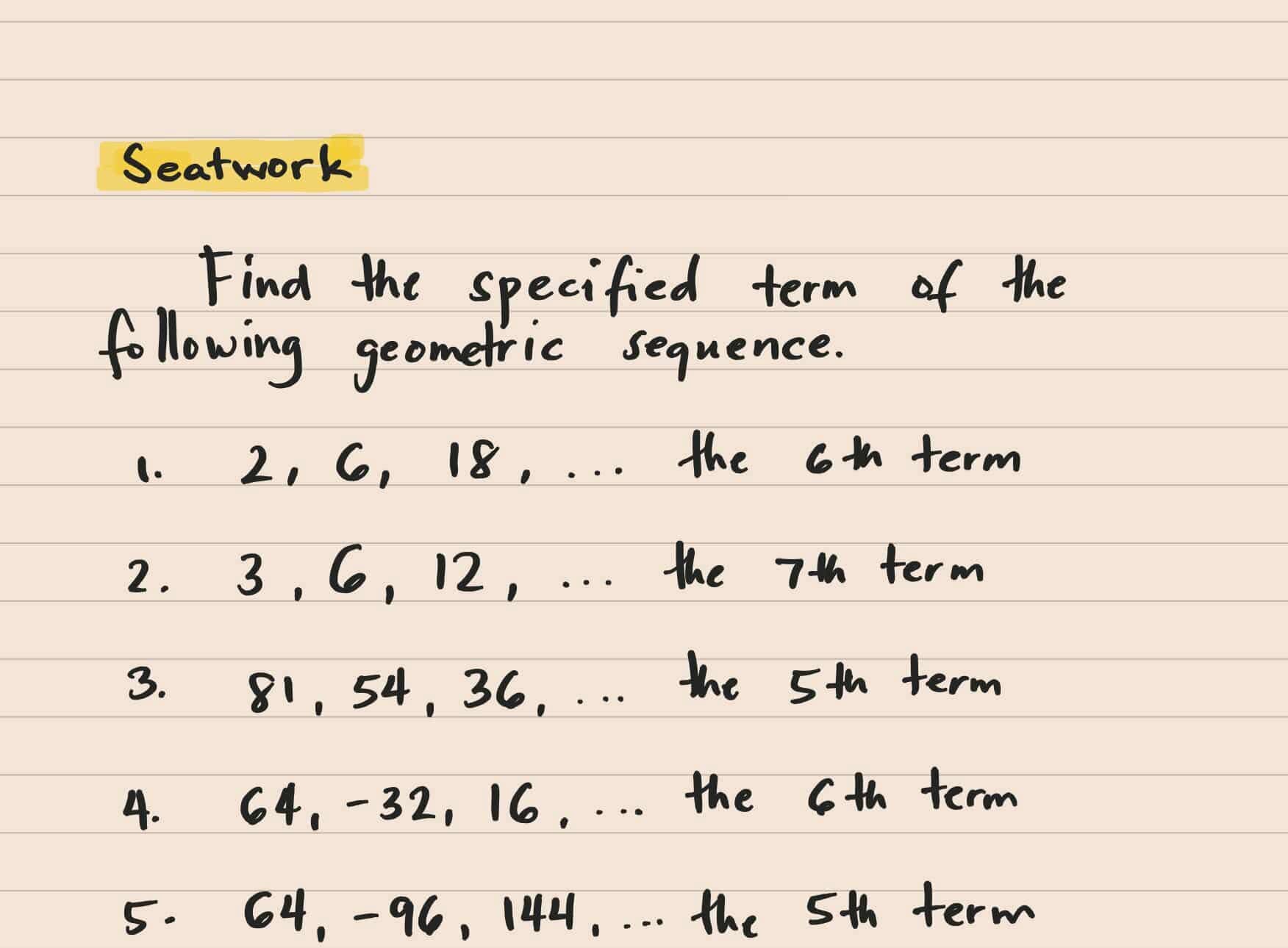 Find the specified term of the following | StudyX
