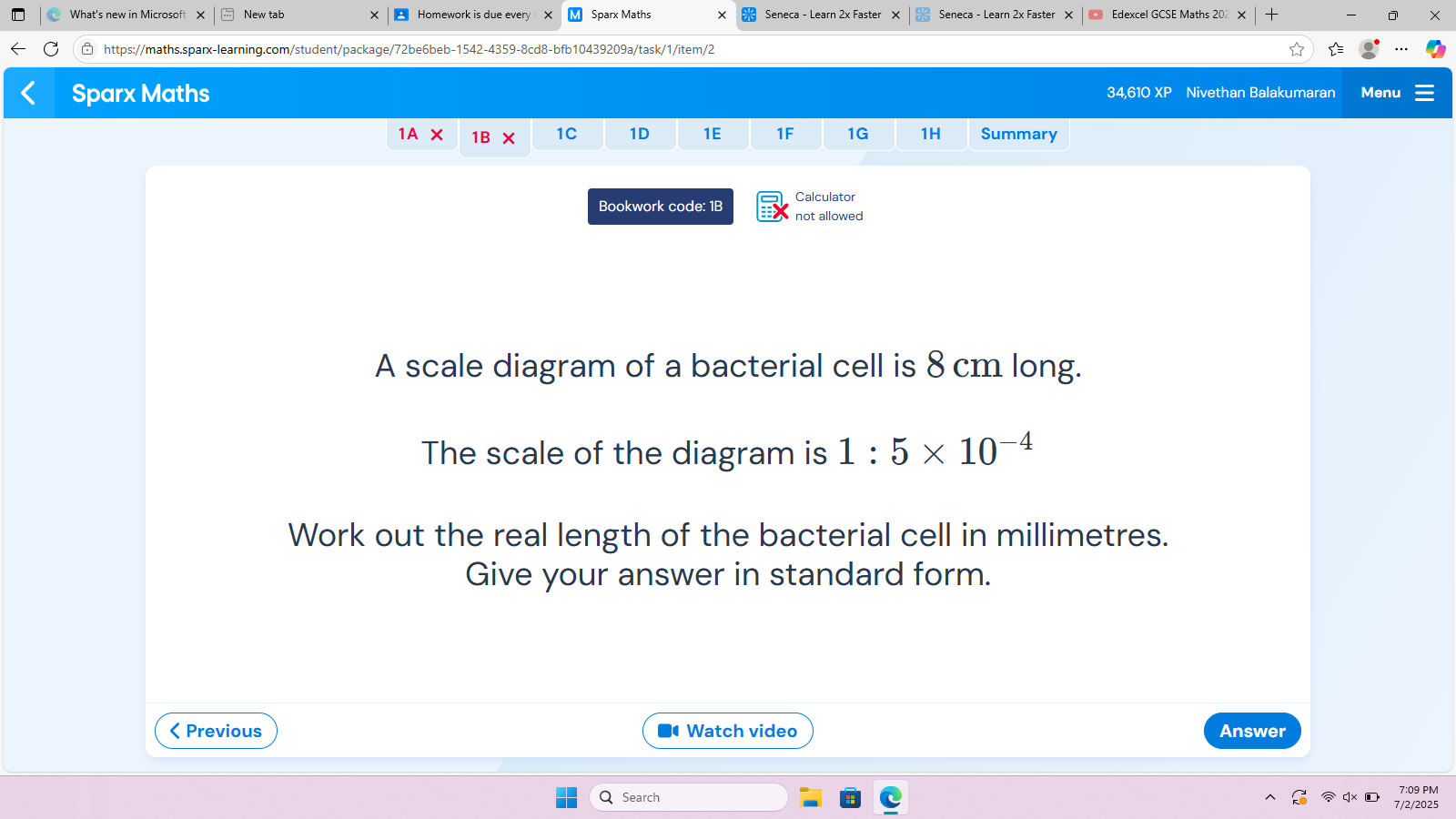 A scale diagram of a bacterial cell is 8 cm | StudyX