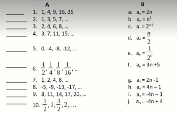 Math Column Sequence Match the sequence in column A with the | StudyX