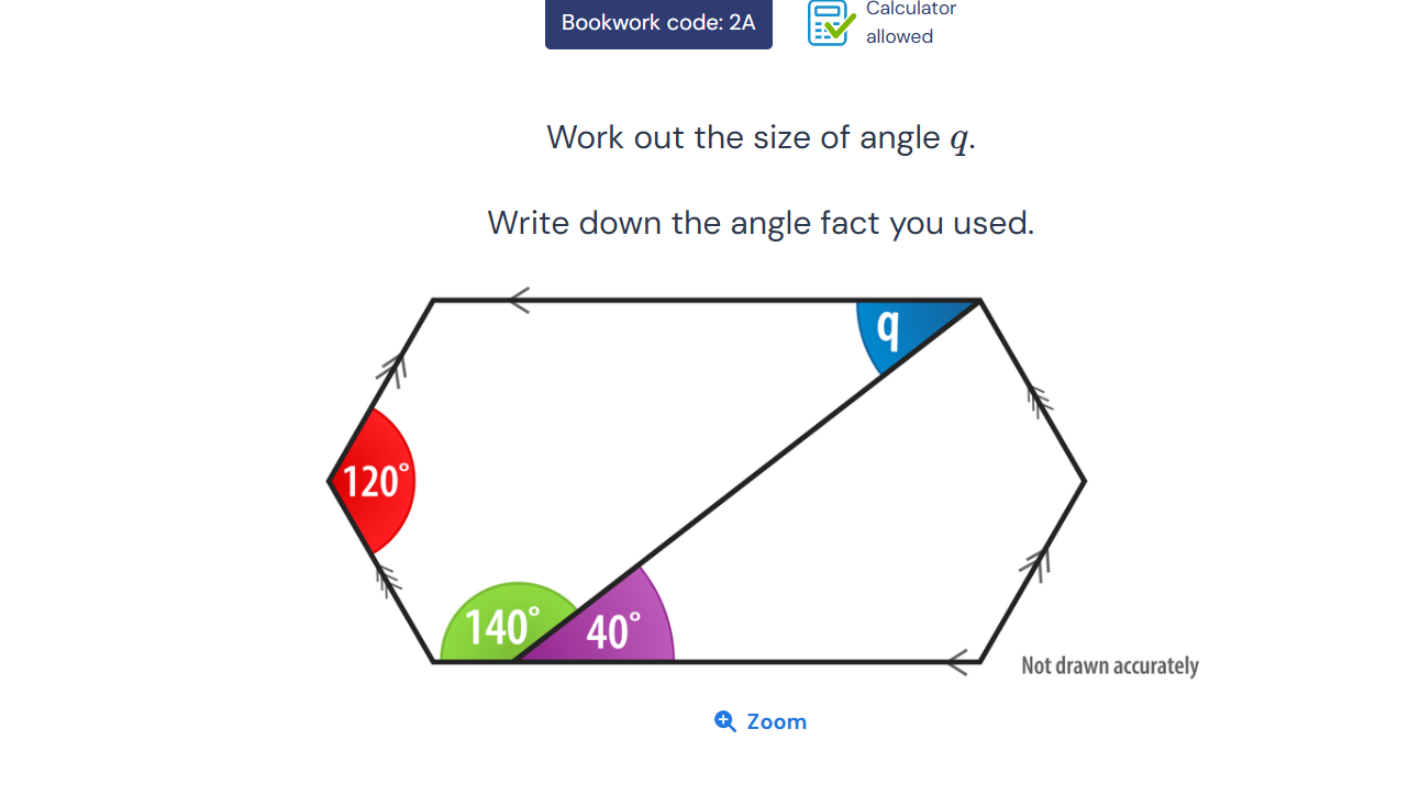 Work out the size of angle q. Write down | StudyX