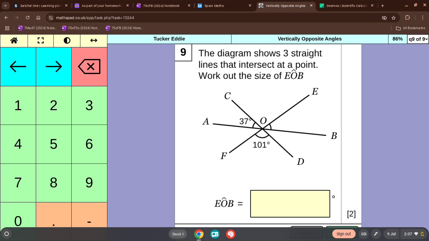 The diagram shows 3 straight lines that