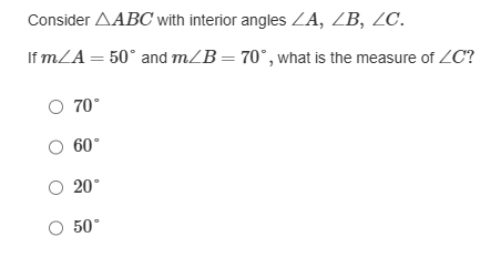 Consider $ ABC$ with interior angles $ A$, | StudyX