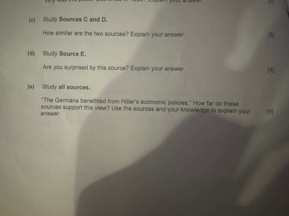 (c) Study Sources C and D. How similar are | StudyX