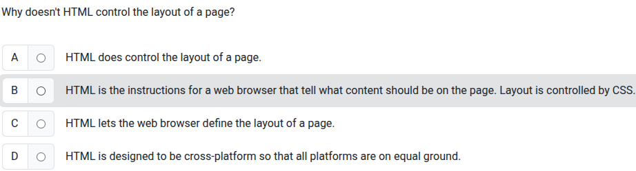 Why doesn't HTML control the layout of a | StudyX