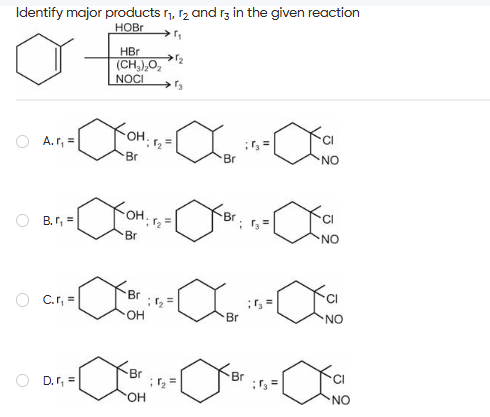 R1 R2 R3 Liquid Identify major products r1, r2 and r3 in the | StudyX
